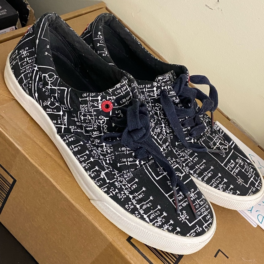 Bucket Feet Black and White Circuit Pattern Sneakers